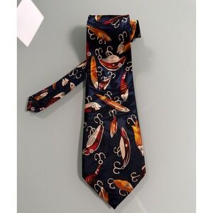 VTG Renaissance Tie Fishing Lures Handmade Red Brown Black Silk Classic Standard